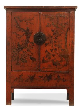 Red and Gold Wedding Cabinet with Birds