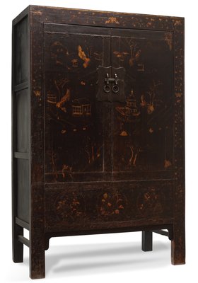 Black Shanxi Painted Armoire