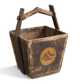 Vintage Black Wooden Water Bucket