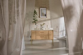 Walcot 1200 Freestanding 4 Drawer Double Basin Vanity Unit - Light Oak