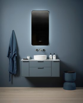 Faber 600 Wall Hung Double Drawer Unit - Dusk Blue