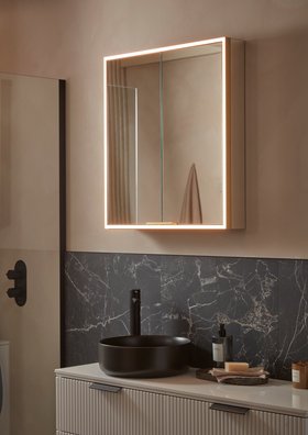 Vault 800 Double Cabinet Brass Frame Mirrored Lifestyle