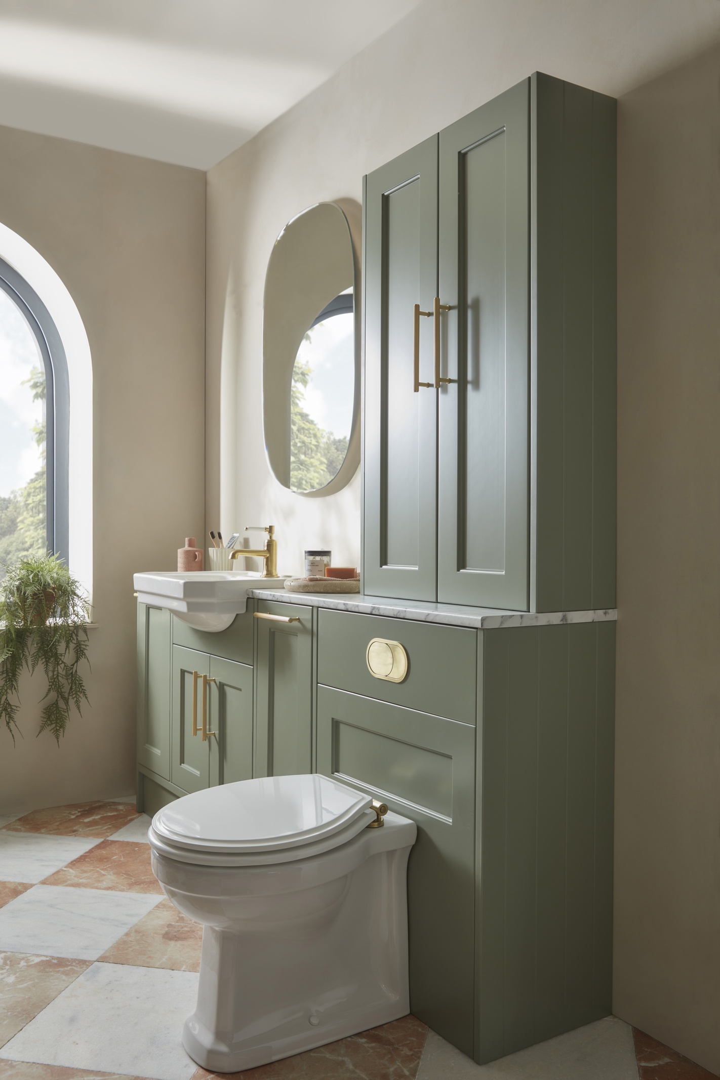 Burford Back to the Wall WC Unit - Sage Green