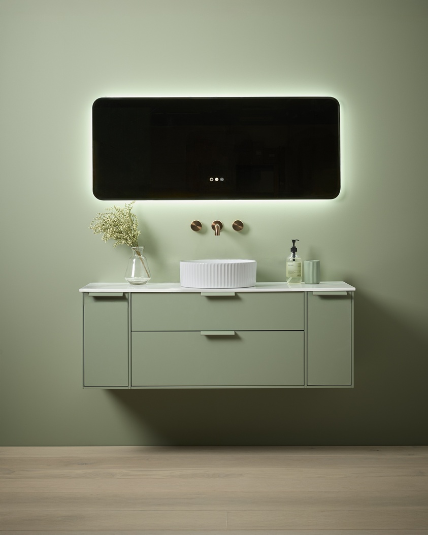 Faber 800 Wall Hung Double Drawer Unit - Sage Green