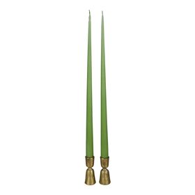 Pair Of Long Tapered Dining Candles In Apple Green No.35