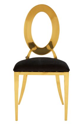 Monroe Black & Gold Velvet Oval Metal Back Dining Chair
