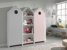 Casami Beach House Cupboard, Cool Grey and Pastel Pink