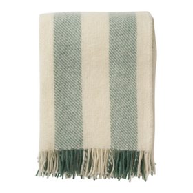 Misty Green Brushed Wool Stripe Throw