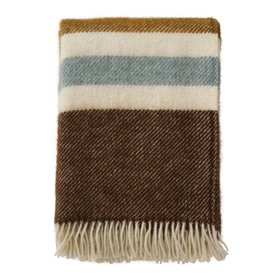 Walnut/Ochre Brushed Wool Multi Stripe Throw