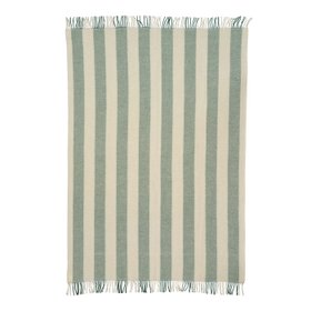 Misty Green Brushed Wool Stripe Throw
