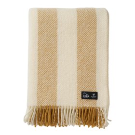 Yellow Ochre Brushed Wool Stripe Throw