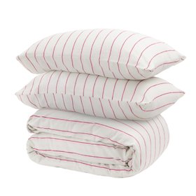 Fuscia Pinstripe Linen & Cotton Blend Bedding