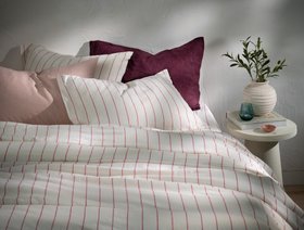 Fuscia Pinstripe Linen & Cotton Blend Bedding