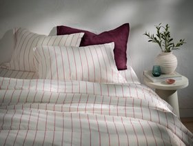 Fuscia Pinstripe Linen & Cotton Blend Bedding