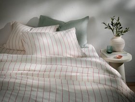 Fuscia Pinstripe Linen & Cotton Blend Bedding