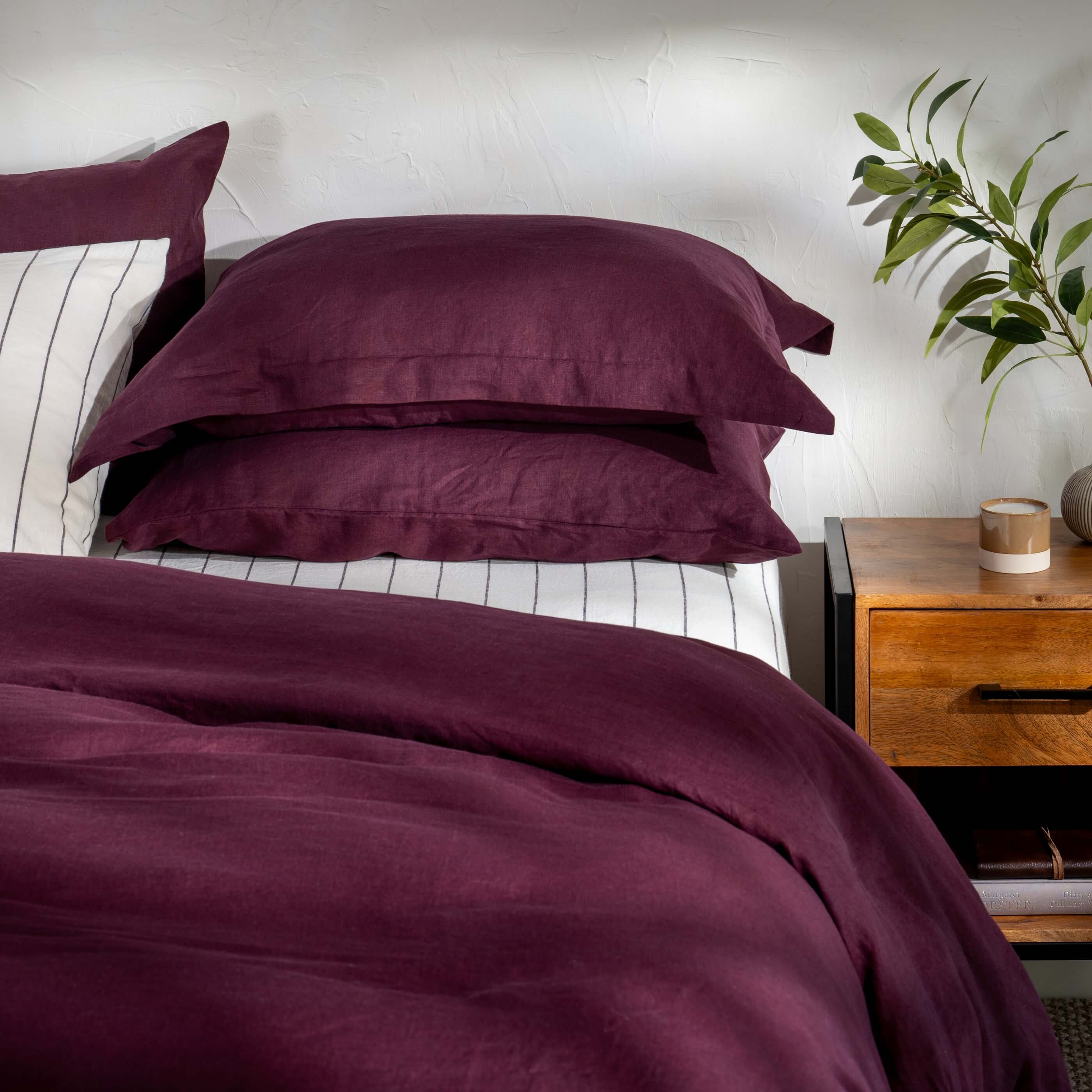 Aubergine Pure French Linen Bedding
