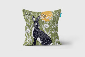 Wilder Collection - Hare Cushion (green background)