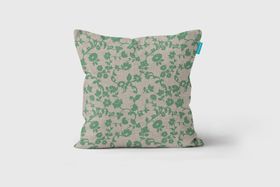 Meadow Flowers (Green) on Ecru - Cottage Collection - Perkins and Morley