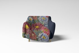 Asters Blue Fleece Throw - Perkins & Morley