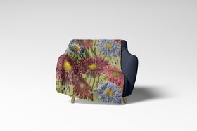 Asters Green Fleece Throw - Perkins & Morley