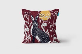 Wilder  Hare Cushion_ Brown Red_Perkins & Morley