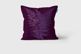 Autumn Leaves Collection- Autumn Fern Aubergine Cushion - Perkins & Morley