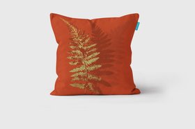 Autumn Leaves Collection- Autumn Fern Orange Cushion - Perkins & Morley