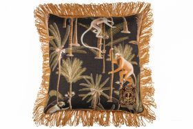 Mindthegap Vintage Linen Cushion Tropical Barbados Anthracite, Portrait