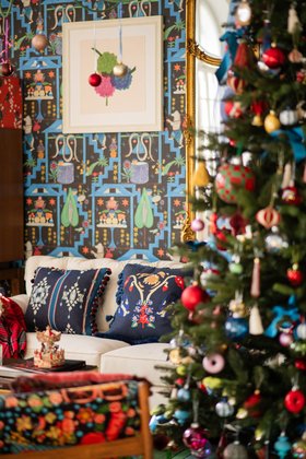 MINDTHEGAP Home, A Transylvanian Christmas, Linen Cushion, Lifestyle Portrait