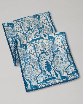 MINDTHEGAP Accessories, ENCHANTED TRANSYLVANIA, THE ENCHANTED WOODLAND DUSK BLUE TABLE RUNNER, Portrait