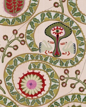 TRANSYLVANIAN RHAPSODY Anniversary Collection, TWO STORKS Taupe Wallpaper, Wallpaper Swatch
