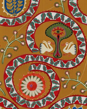 TRANSYLVANIAN RHAPSODY Lifestyle Collection, TWO STORKS Ochre Wallpaper, Wallpaper Swatch