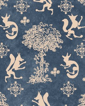 TRANSYLVANIAN RHAPSODY Lifestyle Collection, THE SILLY FOX Denim Wallpaper, Wallpaper Swatch