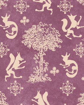 TRANSYLVANIAN RHAPSODY Lifestyle Collection, THE SILLY FOX Mauve Wallpaper, Wallpaper Swatch
