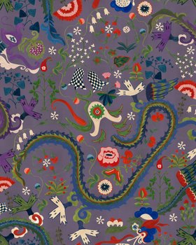 TRANSYLVANIAN RHAPSODY Anniversary Lifestyle Collection, DRAGON FLOWER Purple Wallpaper, Wallpaper Swatch