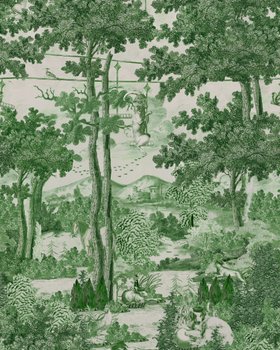 TRANSYLVANIAN RHAPSODY Anniversary Lifestyle Collection, TOILE DU CARPATHIANS Evergreen Wallpaper, Wallpaper Swatch