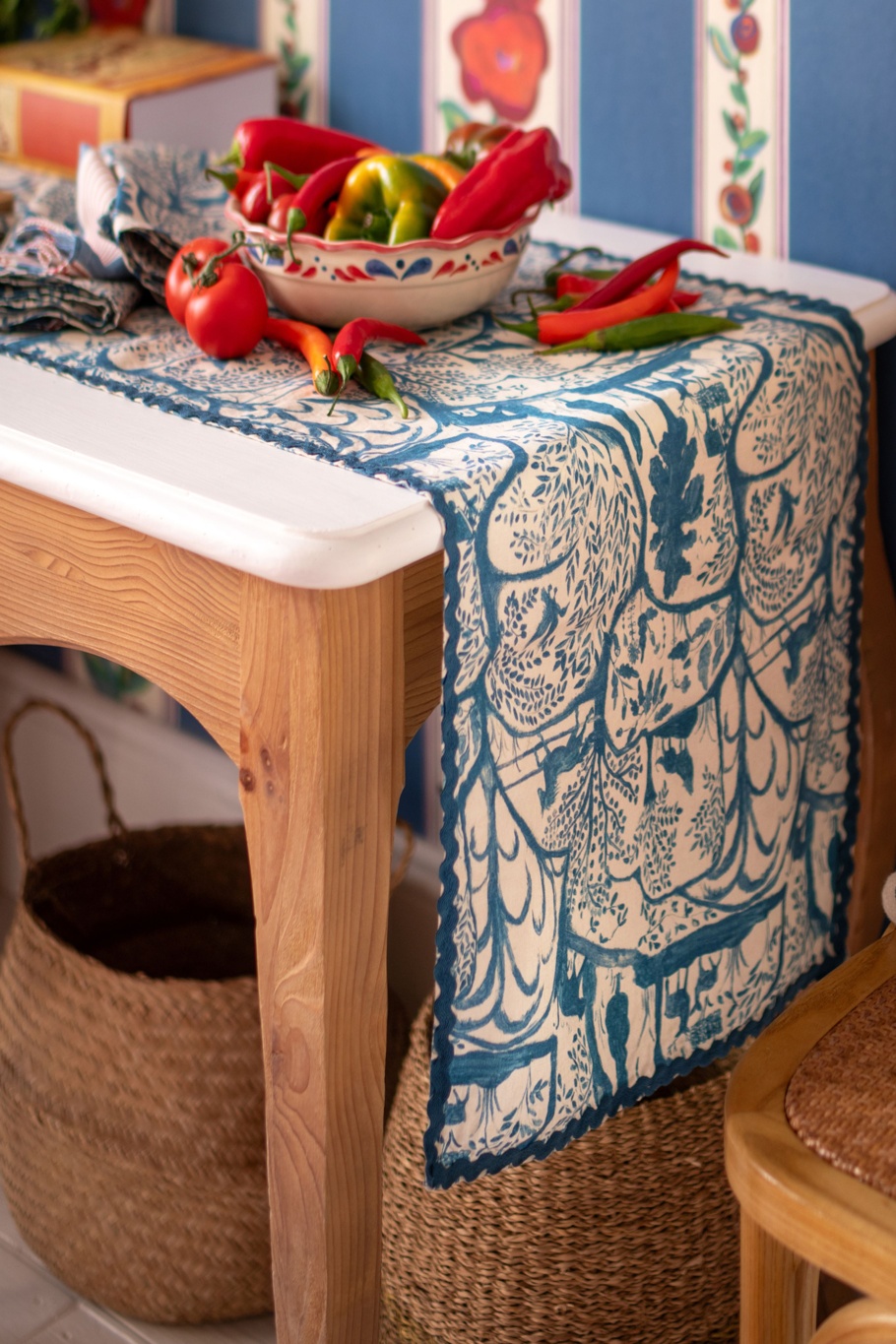 MINDTHEGAP Accessories, ENCHANTED TRANSYLVANIA, THE ENCHANTED WOODLAND DUSK BLUE TABLE RUNNER, Lifestyle Portrait