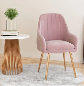 Pink Fabric Office Chair with Gold Legs