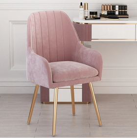 Pink Fabric Office Chair with Gold Legs