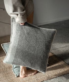 Derby Zig Zag Brown Grey Wool Cushion