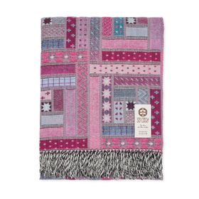 Elin Merino Wool Throw Blanket in Deep Pink