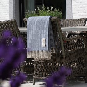 Dakota Pure New Wool Throw Blanket in Denim Blue