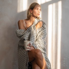 Flow Cosy Pure New Wool Blanket in Grey, Beige & Cream