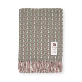Flow 100% Pure New Wool Throw Blanket in Sage & Blush