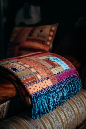 Elin Orange Wool Blanket Matching Cushion Cosy Home.jpg