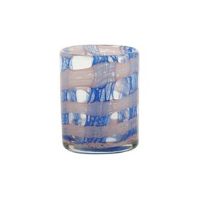 Iris Checkered Glass Tumbler - Blue and Pink