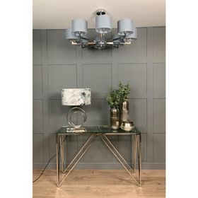 Hallburn Chrome 8 Light Chandelier & Grey Shades Hallburn Chrome 8 Light Chandelier & Grey Shades