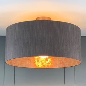 Cocoa Electrified Shade with Copper Wallpaper Lining