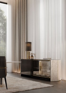 Dining Corner with the Algerone Sideboard + Empire II Table Lamp