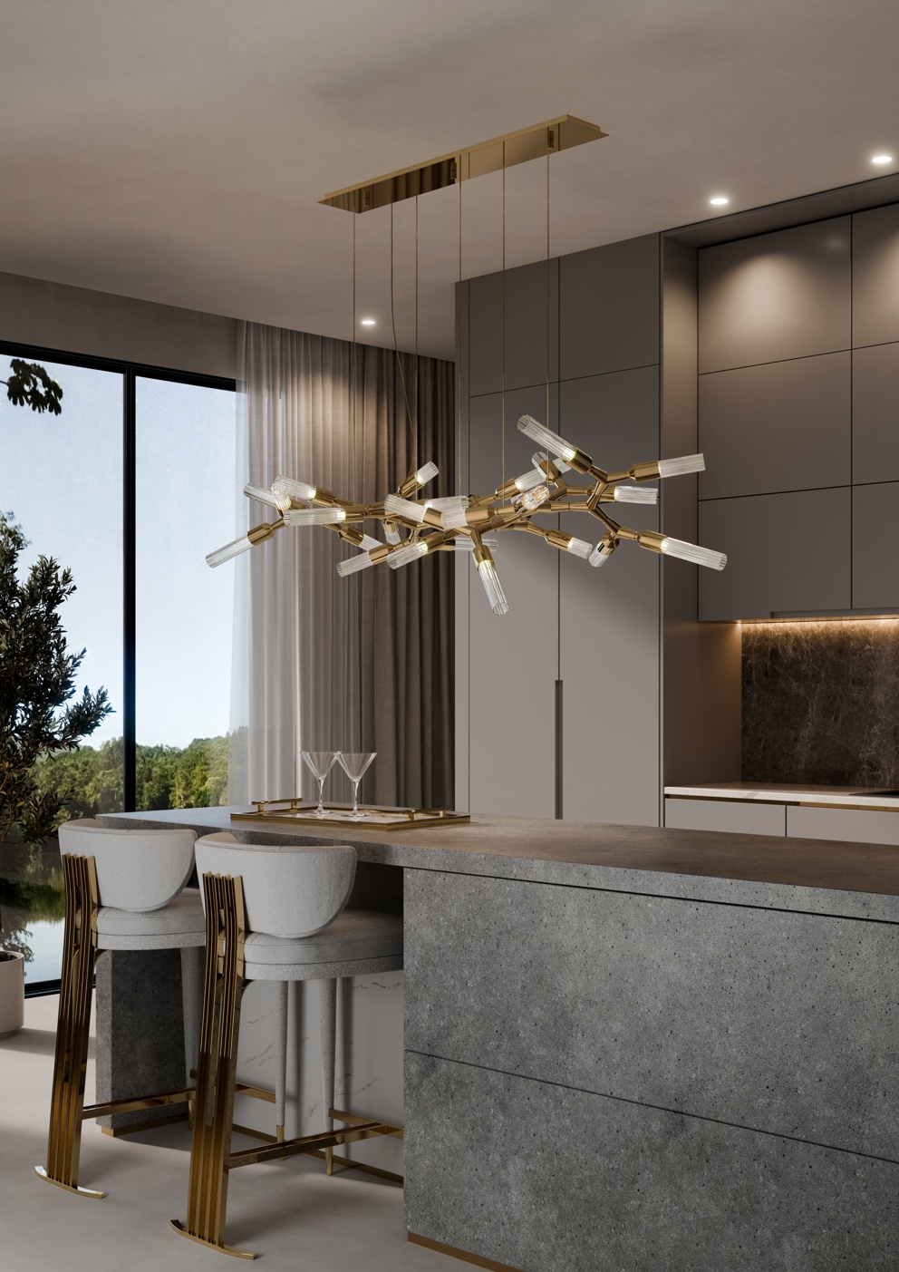 Modern Kitchen with the Shard II Suspension